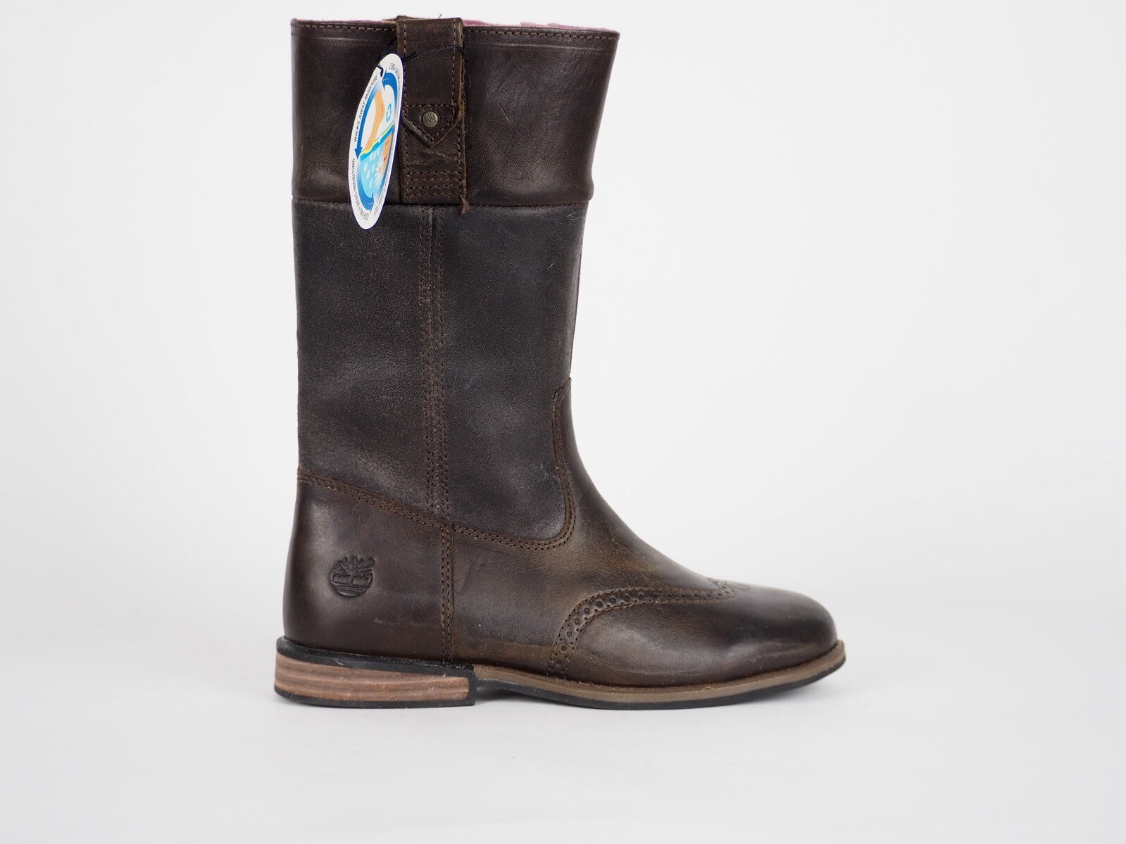 Girls Timberland Brixham Tall Zip 31706 Brown Leather Lace Up Winter Boots