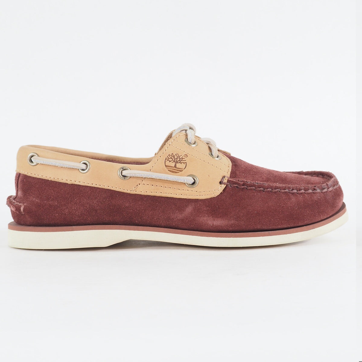 Mens Timberland Classic 2 Eyed 29586 Burgundy Leather Lace Up Casual Boat Shoes