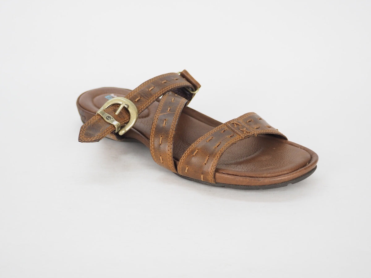 Womens Timberland Pleasant Bay 25637 Brown Leather Casual Summer Shoes Sliders