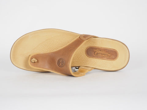 Womens Timberland Pinkham 25625 Tan Leather Casual Summer Shoes Thong Slippers