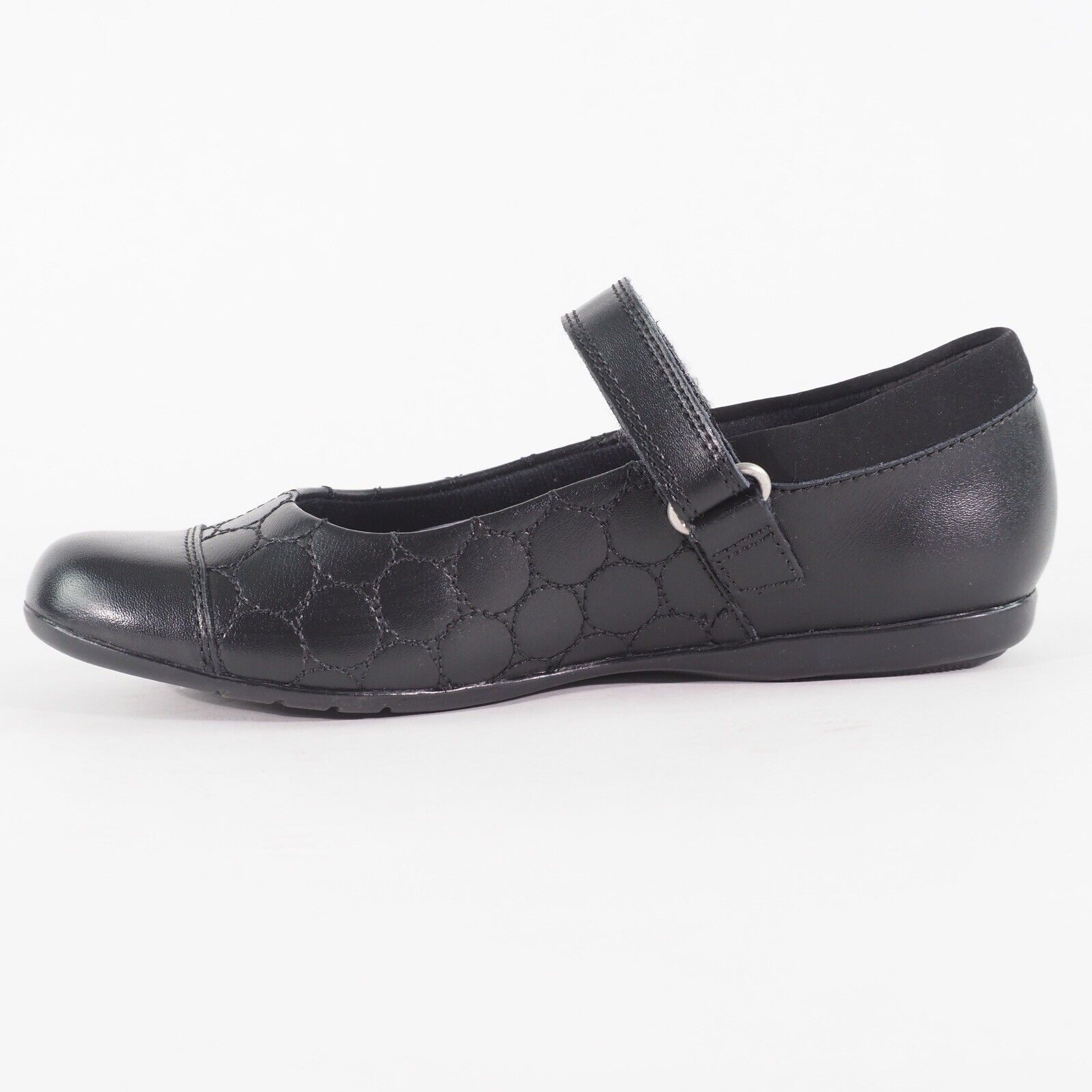 Girls Clarks Dance Buzz Black Leather Leader One Strap School Walking Shoes