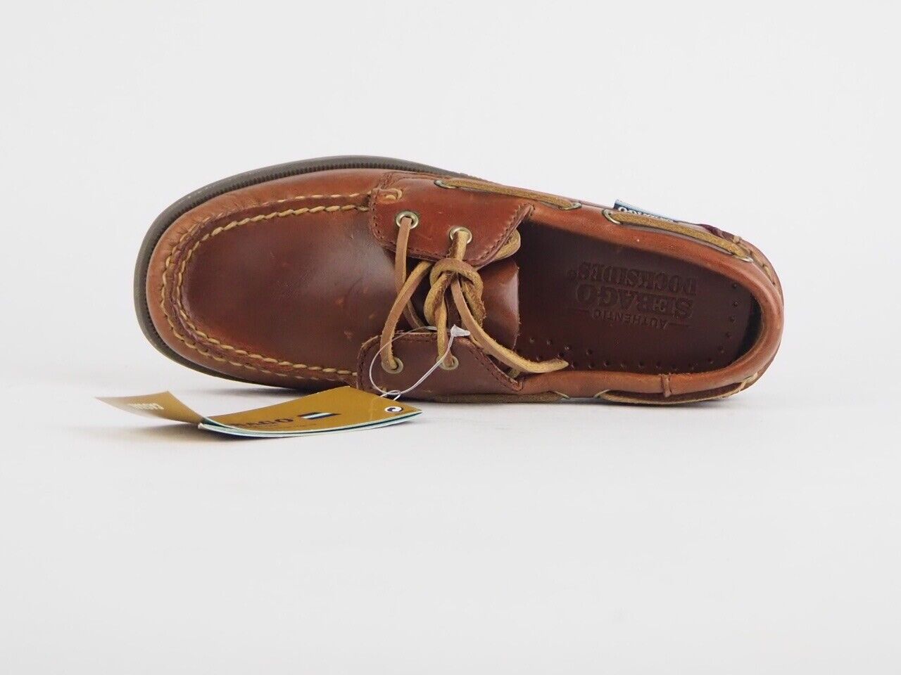 Boys Sebago Docksides 2 Eye B43743 M Leather Lace Up Brown Boat Casual Shoes