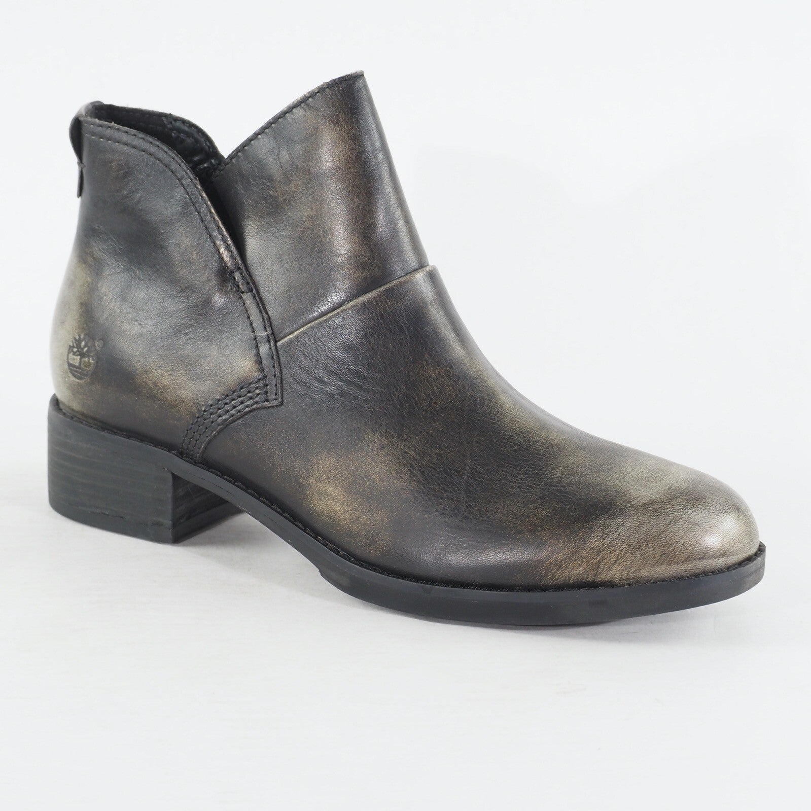 Womens Timberland EK A11EO Black Gold Leather Casual Ankle Chelsea Zip Boots