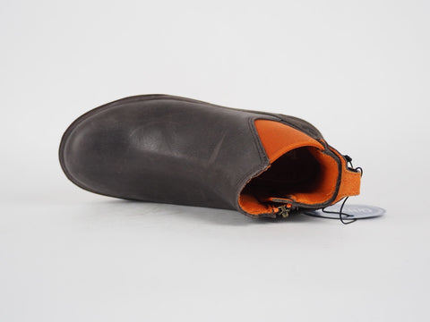 Timberland Groveton A19SV Dark Brown Leather Casual Kids Chelsea Pull On Boots