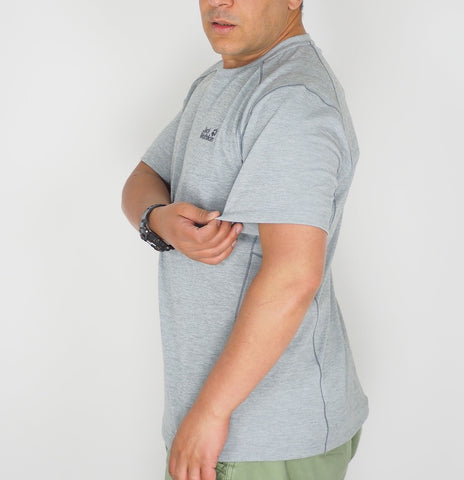 Mens Jack Wolfskin Hydropore Lightweight 1806131 Alloy Short Sleeve T Shirt