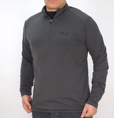 Mens Jack Wolfskin Trail 1801501 Dark Steel Half Zip Longlseeve Light Sweatshirt
