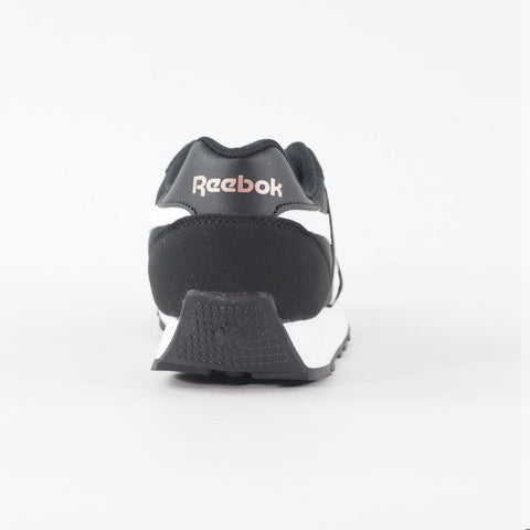 Womens Reebok Rewind Run FX2957 Black White Fabric Lace Up Casual Trainers