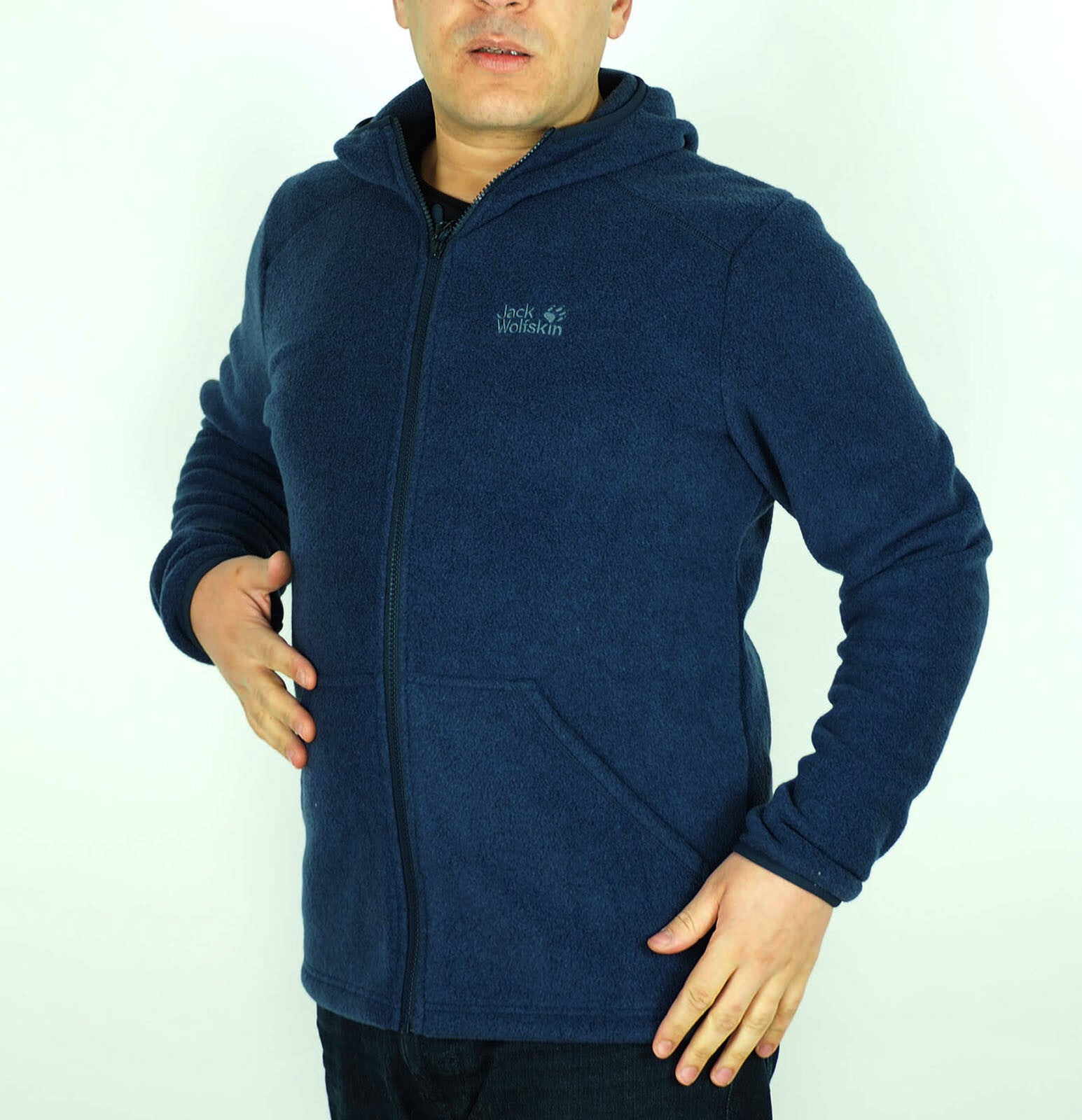 Mens Jack Wolfskin Vitage Sky 1707971 Night Blue Zip Up Warm Breathable Hoodie