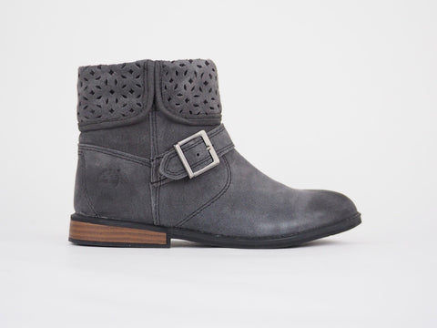 Girls Timberland Brixham Forged Iron A1A3L Grey Leather Zip Up Winter Boots