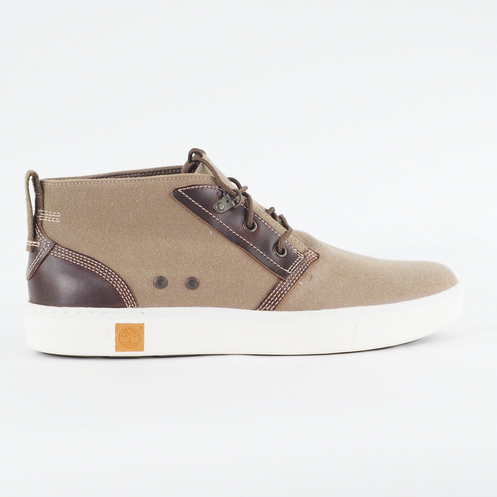 Mens Timberland Amherst Canvas Chukka A15KY Brown Leather Canvas Lace Up Boots