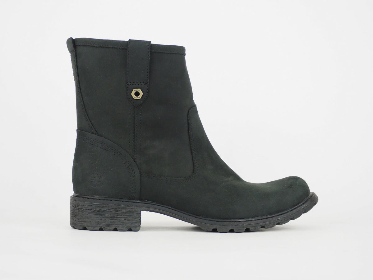 Womens Timberland Stoddard Ankle 8569A Black Leather Pull On Winter Boots
