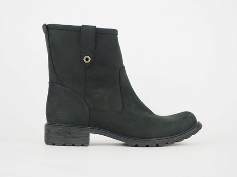 Womens Timberland Stoddard Ankle 8569A Black Leather Pull On Winter Boots