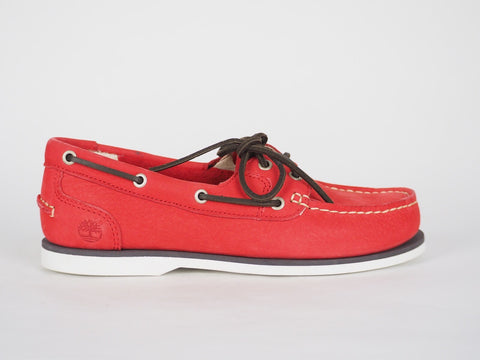 Womens Timberland EK Classic 8357A Coral Leather 2 Eye Lace Up Casual Boat Shoes
