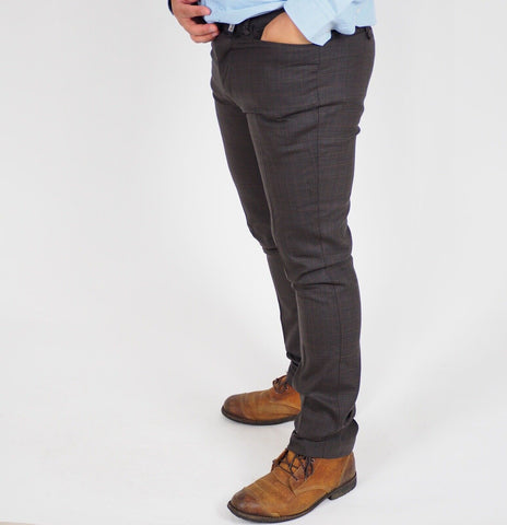 Mens The Original Ben Sherman MB5111R Dark Chocolate Checked Skinny Leg Trousers