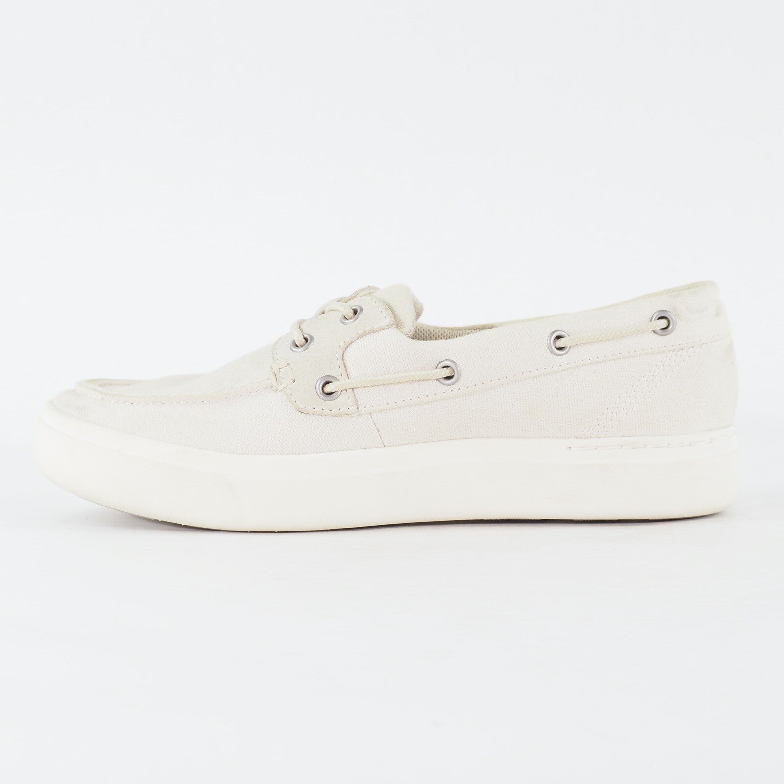 Womens Timberland 2 Eye A1A18 Off White Canvas Lace Up Casual Boat Light Shoes