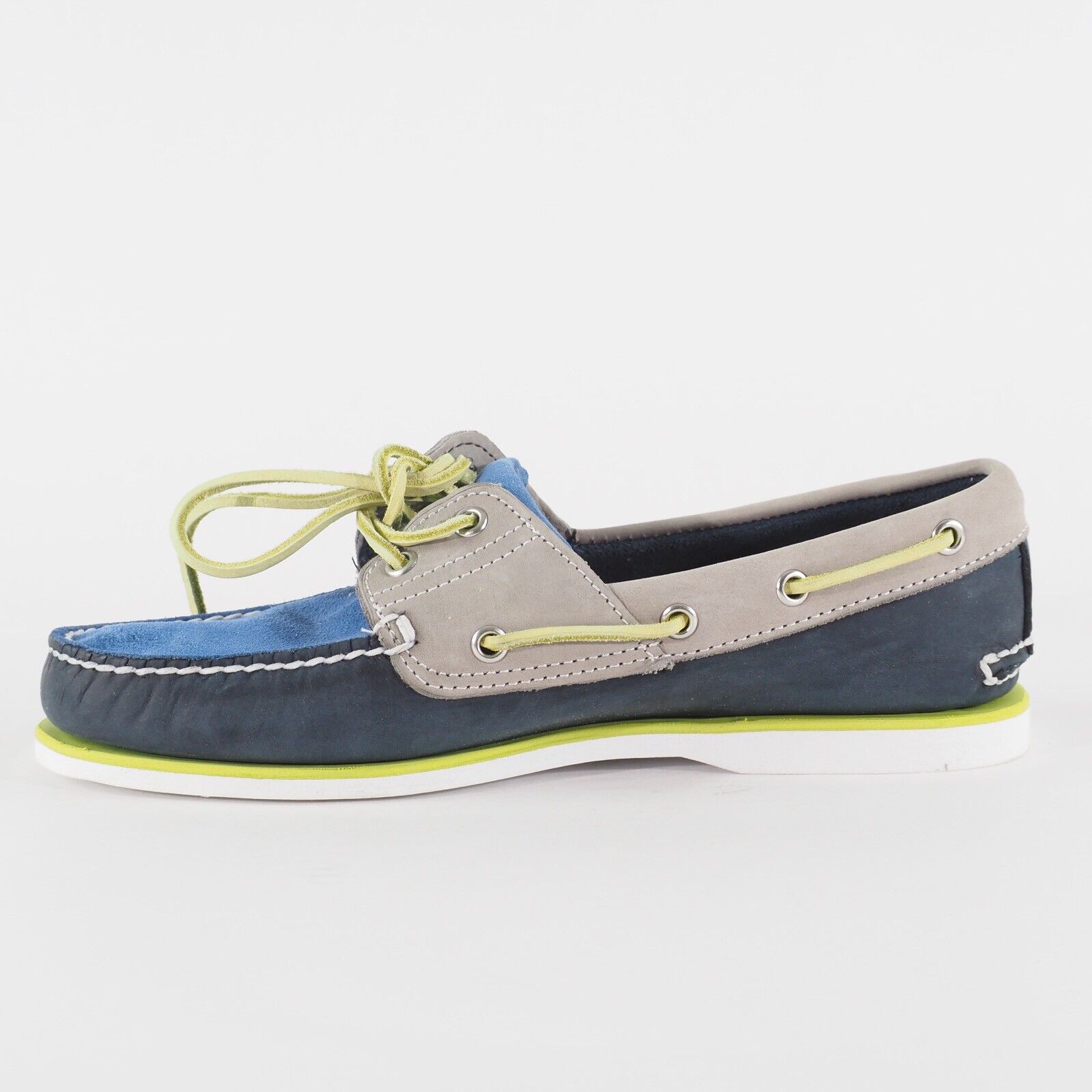Mens Timberland 2 Eye 6963A Blue Leather Lace Up Boat Casual Walking Shoes