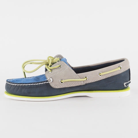Mens Timberland 2 Eye 6963A Blue Leather Lace Up Boat Casual Walking Shoes