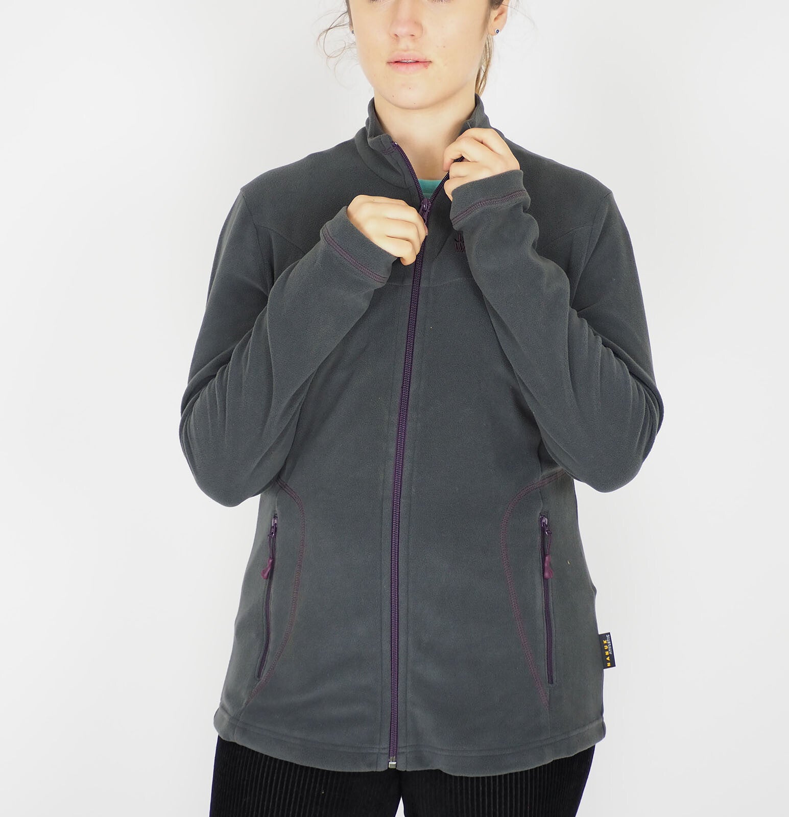 Womens Jack Wolfskin Performance 1701511 Dark Steel Zip Up Fleece Sweatshirt