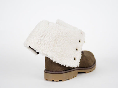 Girls Timberland Trapery 6 Inch Shearling A156Y Brown Leather Lace Up Boots