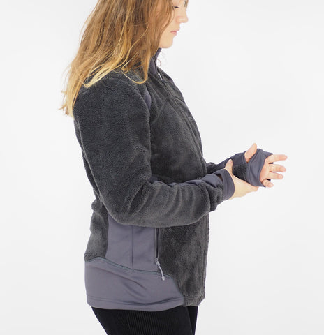 Womens Jack Wolfskin Highlof 1703191 Dark Steel Full Zip Warm Teddy Sweatshirt