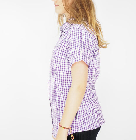 Womens Jack Wolfskin Flaming Vent 1401641 Hyacinth Checks Shortsleeve Shirt