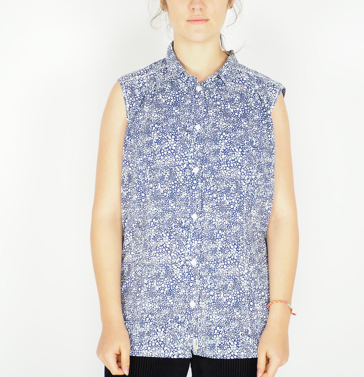Womens Jack Wolfskin Wahia Print 1402081 Blue Indigo Button Up Sleeveless Shirt