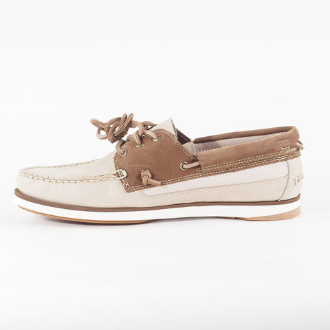 Mens Timberland Atlantis Boat Nubuck A2QGX Beige Leather Lace Walking Shoes