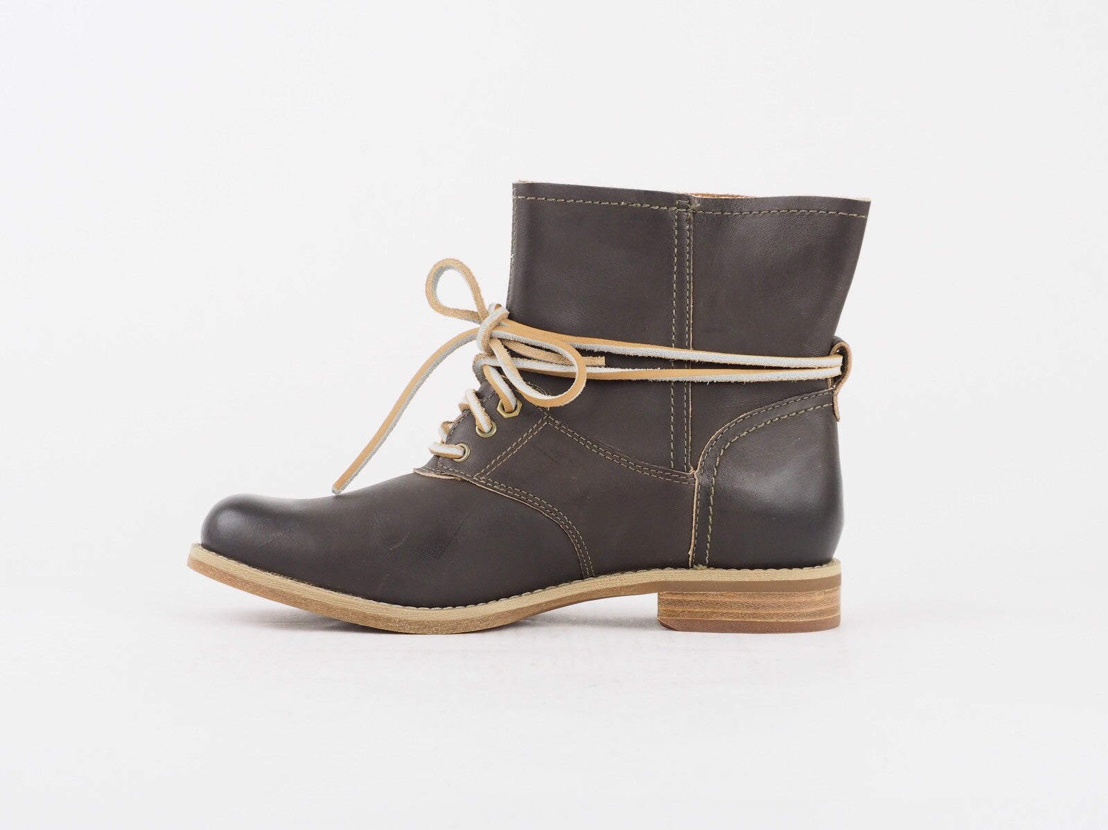 Womens Timberland Savin Hill 8409B Dark Tan Leather Casual Lace Ankle Boots