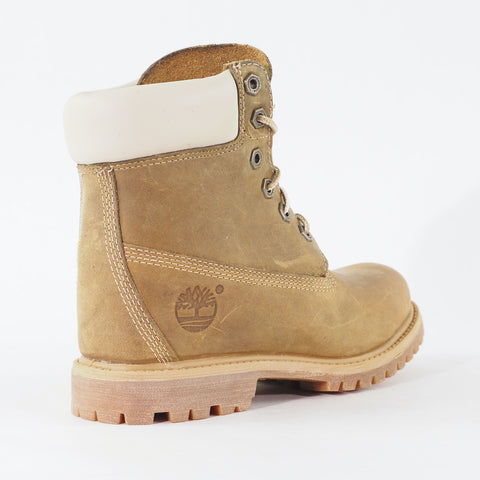 Womens Timberland 6 Inch Premium 8229A Khaki Leather Lace Up Waterproof Boots