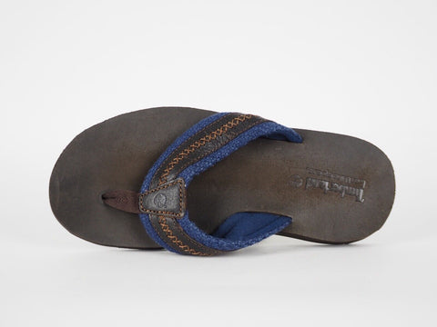 Mens Timberland Earthkeepers 9811A Brown Leather Casual Summer Thong Flip Flops