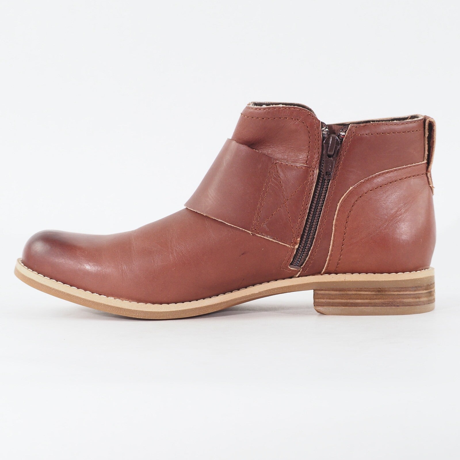 Womens Timberland EK Savin Hill Double Buckle 8412B Brown Leather Zip Up Boots
