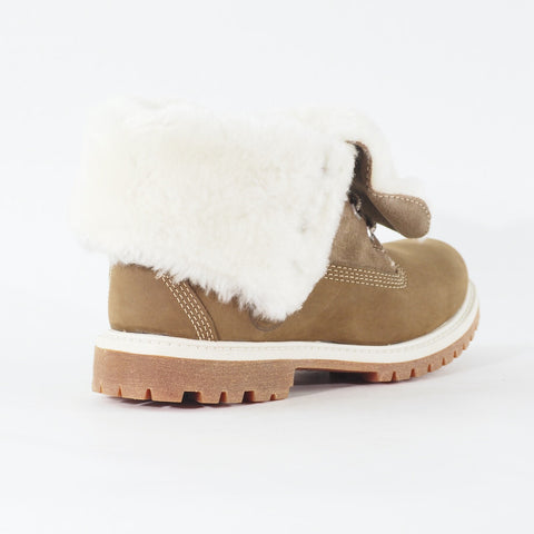 Womens Timberland Authentics 26648 Taupe Leather Lace Up Casual Furr In Boots