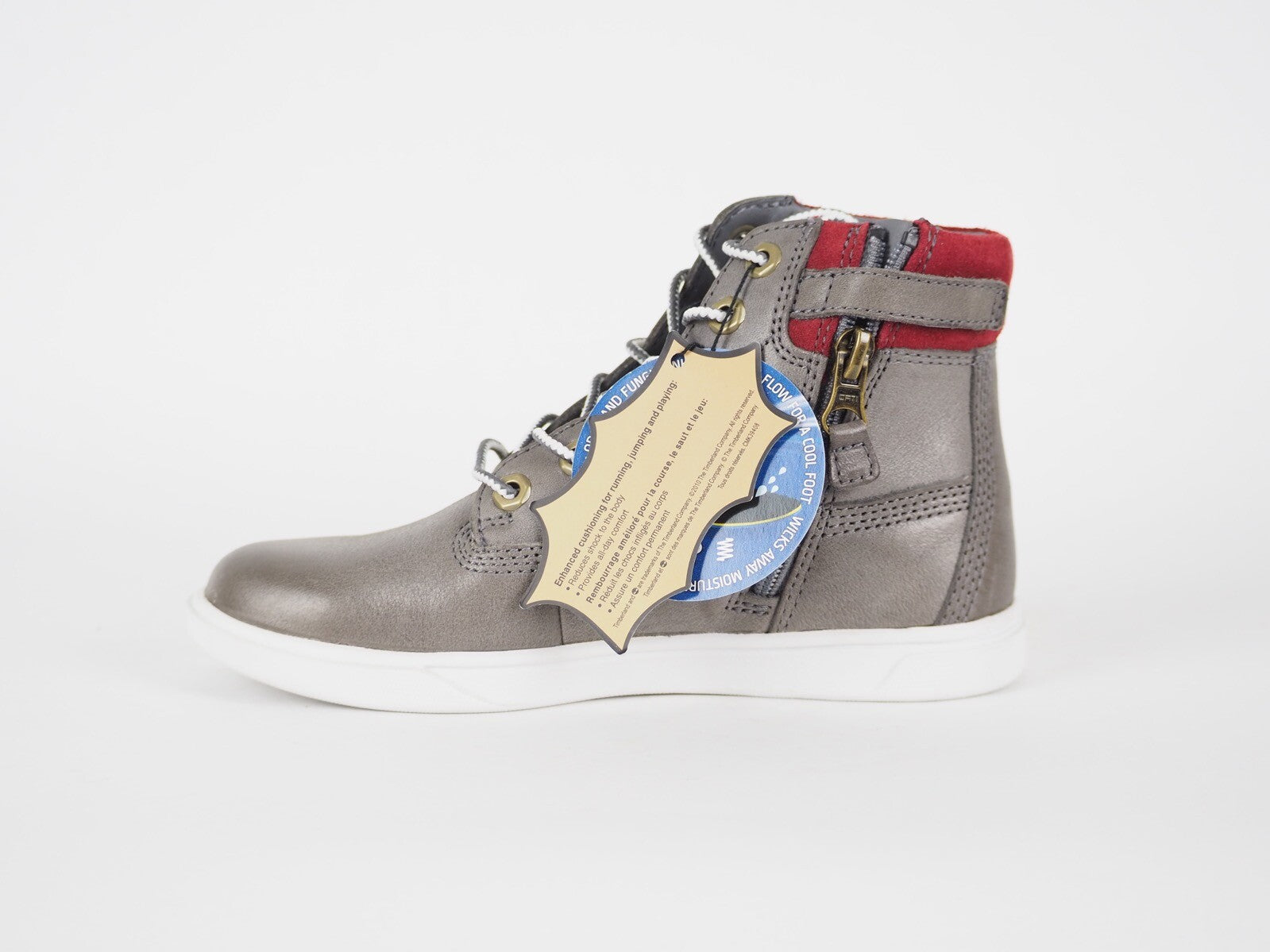 Boys Timberland Groveton A21VP Grey Leather Casual Side Zip Kids Chukka Boots