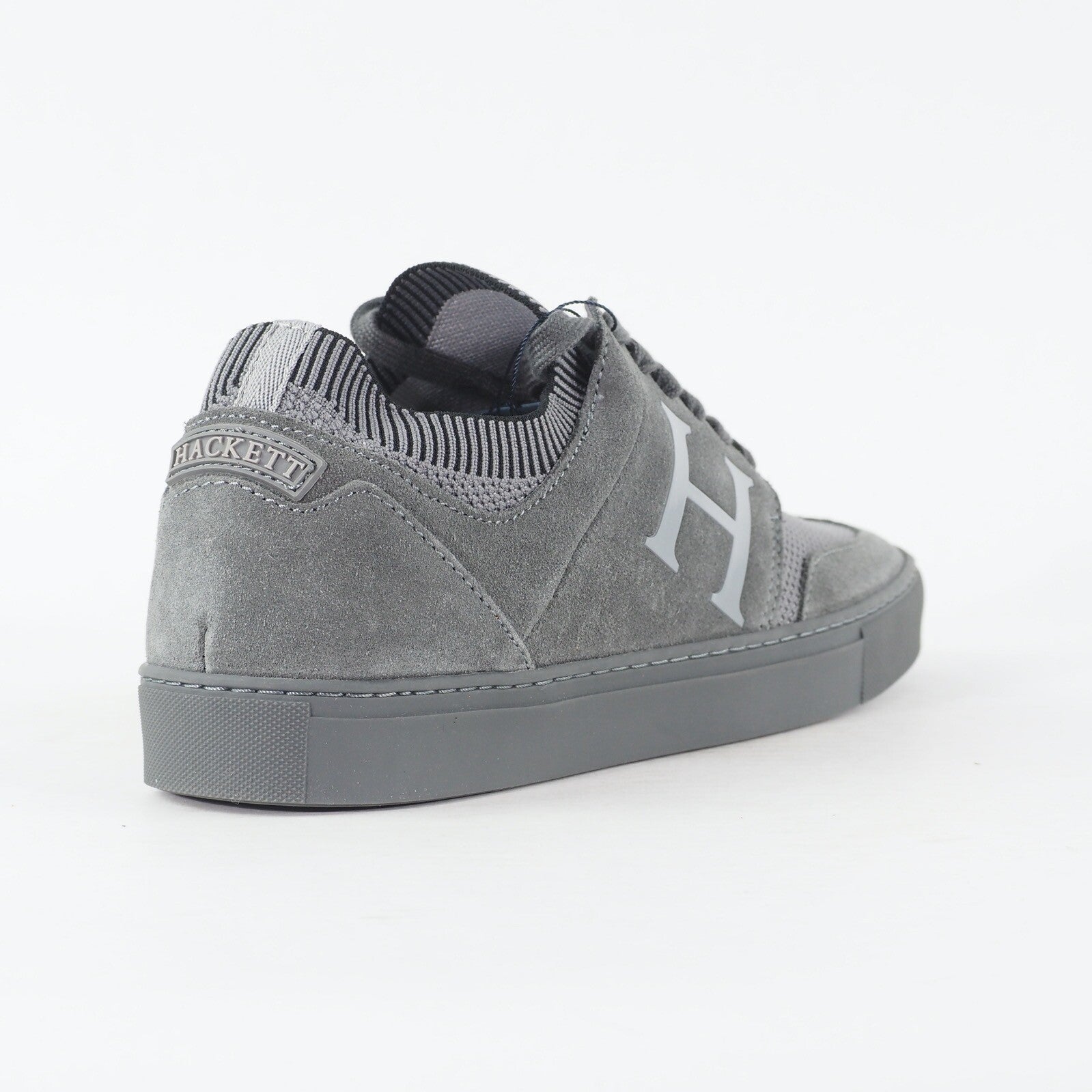 Mens Hackett London Entry Knit HMS20855 945 Grey Leather Textile Casual Shoes