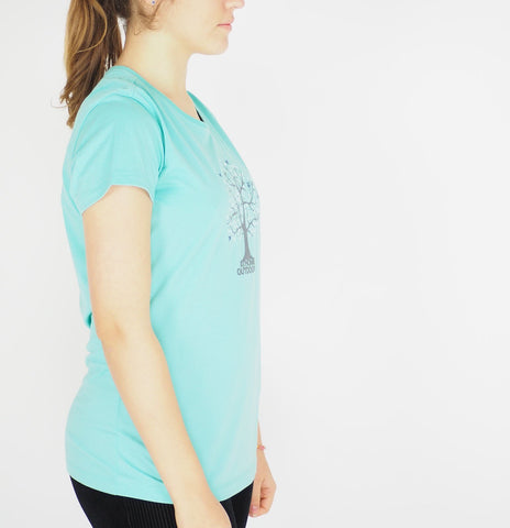 Womens Jack Wolfskin Aldeno F65 T 5009991 Pool Blue Graphic T-Shirt Casual Shirt