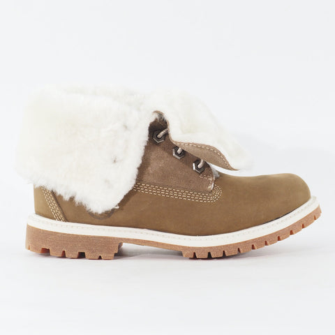 Womens Timberland Authentics 26648 Taupe Leather Lace Up Casual Furr In Boots