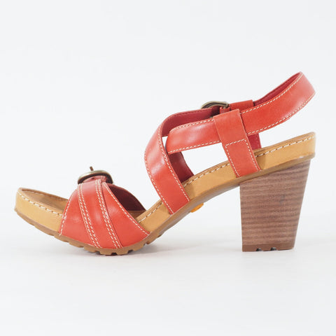 Womens Timberland Belicia Sandal 15668 Red Leather Strappy Buckle Heeled Shoes