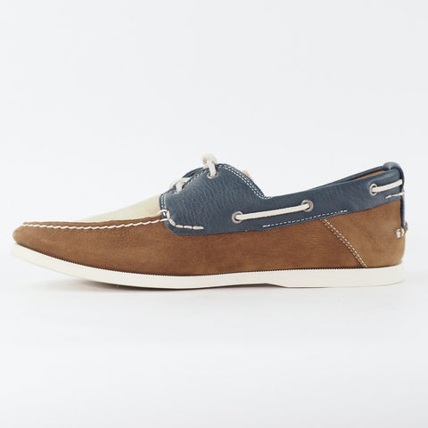 Mens Timberland Heritage 2 Eye 6502R Brown Beige Leather Lace Up Boat Shoes