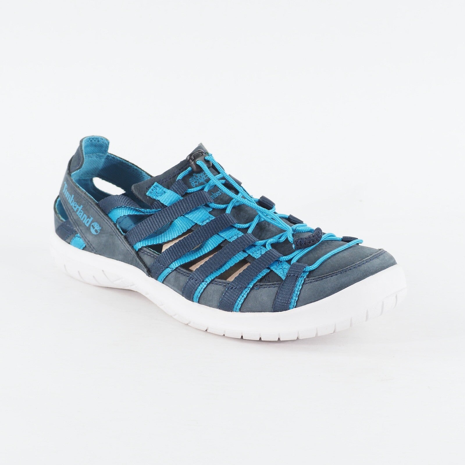 Mens Timberland EK Helion 9025R Navy Blue Leather Strappy Lace Up Casual Sandal 