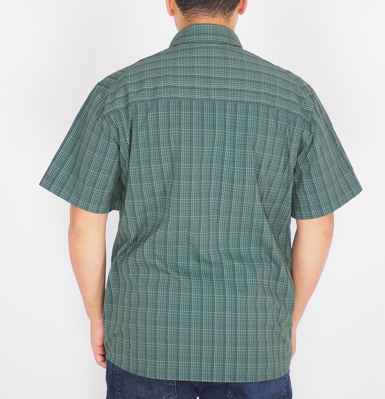Mens Jack Wolfskin New Mountain Green Checked Short Sleeve Regular Fit Shirt