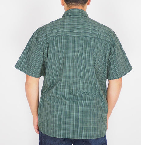 Mens Jack Wolfskin New Mountain Green Checked Short Sleeve Regular Fit Shirt