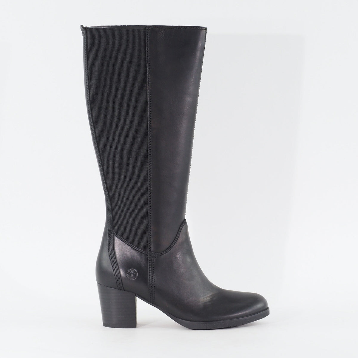 Womens Timberland Knee High A1RAW Black Leather Zip Up Casual Heeled Boots