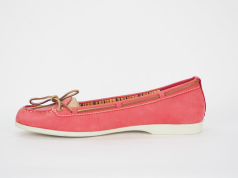 Womens Timberland Benin Ballerina 63133 Coral Red Leather Moccasins Shoes UK 7.5