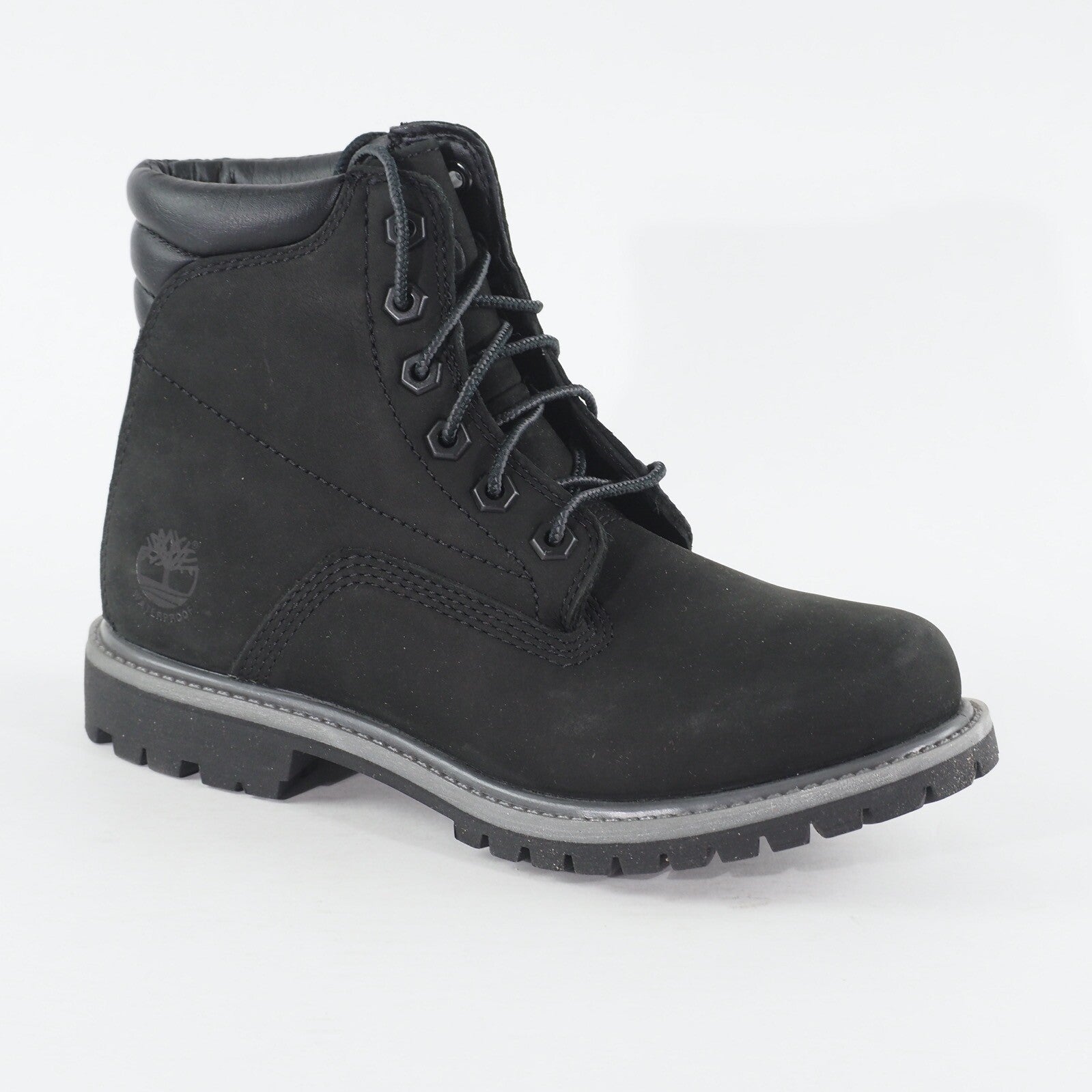 Womens Timberland Waterville 6 Inch A17VM Black Leather Lace Up Casual Boots