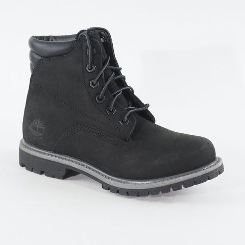Womens Timberland Waterville 6 Inch A17VM Black Leather Lace Up Casual Boots