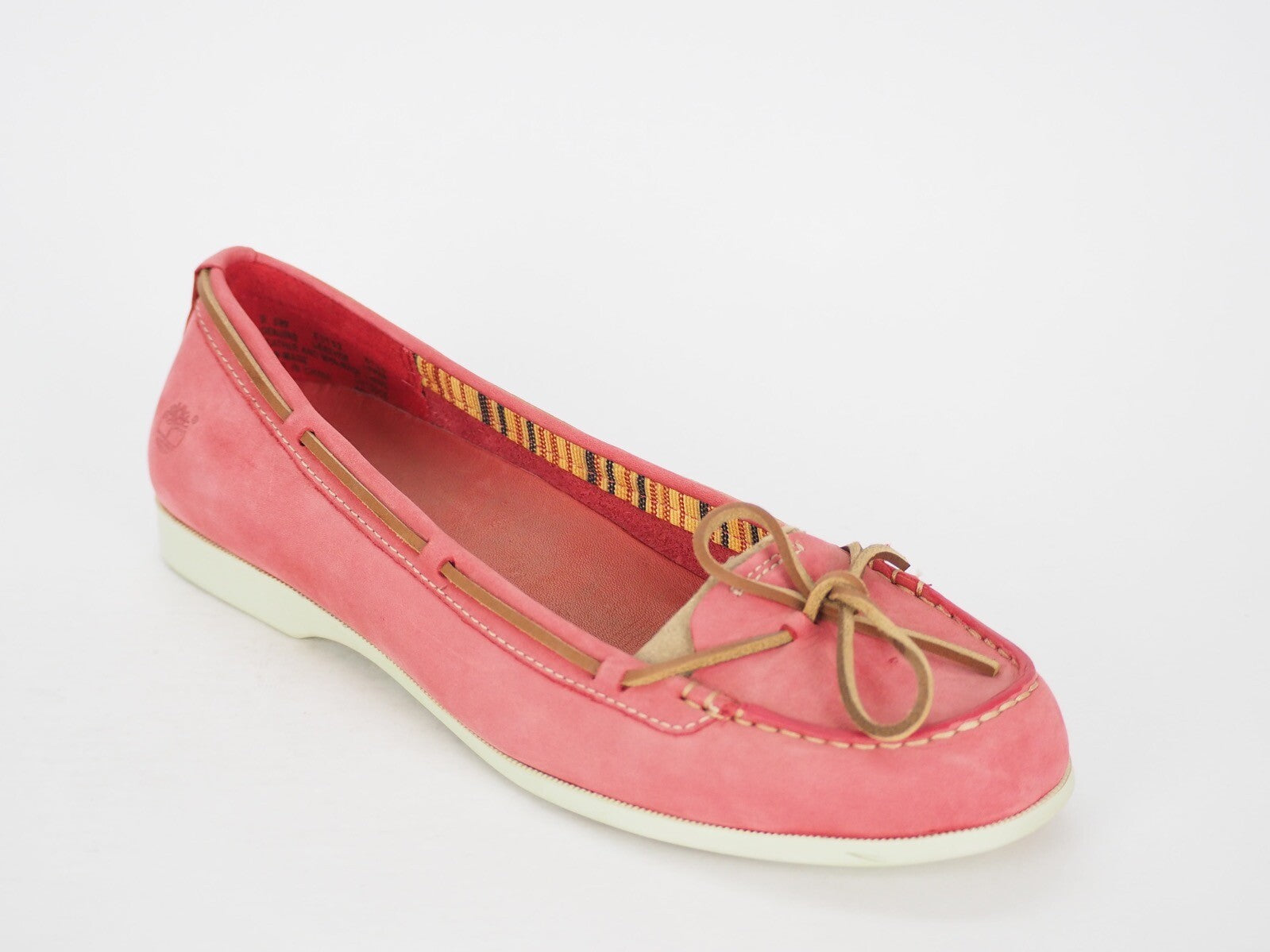 Womens Timberland Benin Ballerina 63133 Coral Red Leather Moccasins Shoes UK 7.5