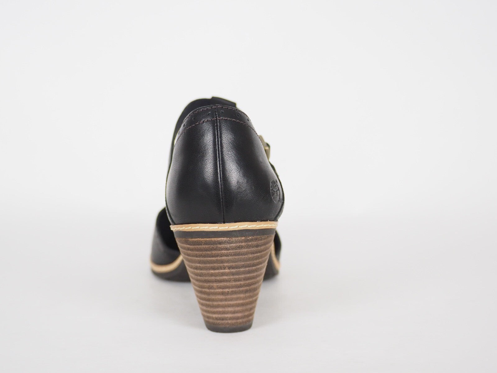 Womens Timberland EK Montvale 8049R Black Leather High Heel T Strap Summer Shoes