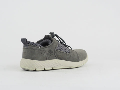Boys Timberland Flyroam A1067 Grey Leather Lace Up Trainers Kids Sports Shoes