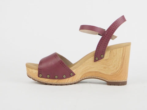 Womens Timberland EK Tilden Bkstrp 8823A Leather Burgundy Heels Summer Sandals