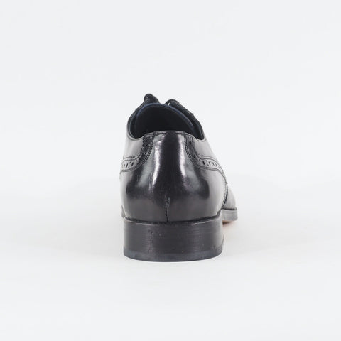 Mens John White Boswell Black Navy Leather Lace Up Oxford Formal Shoes